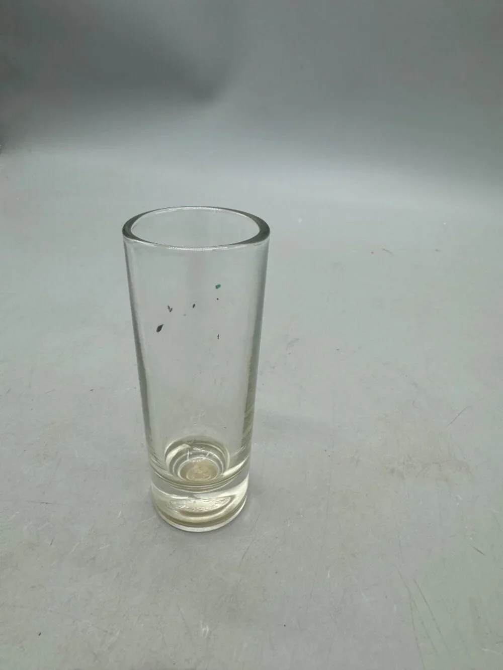 Vintage Clear Glass Shot Glass With Etched Leaf Design READ